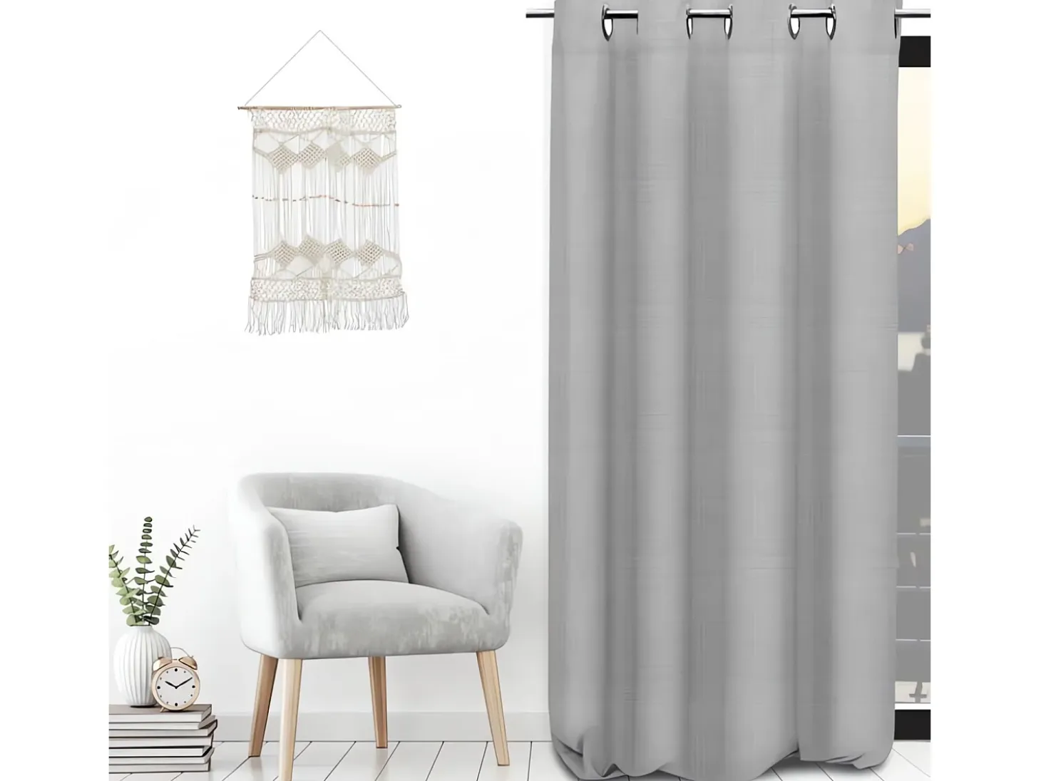 Cortina de lino con ojales 135X250 cm LINEN GRIS, por Soleil d'Ocre