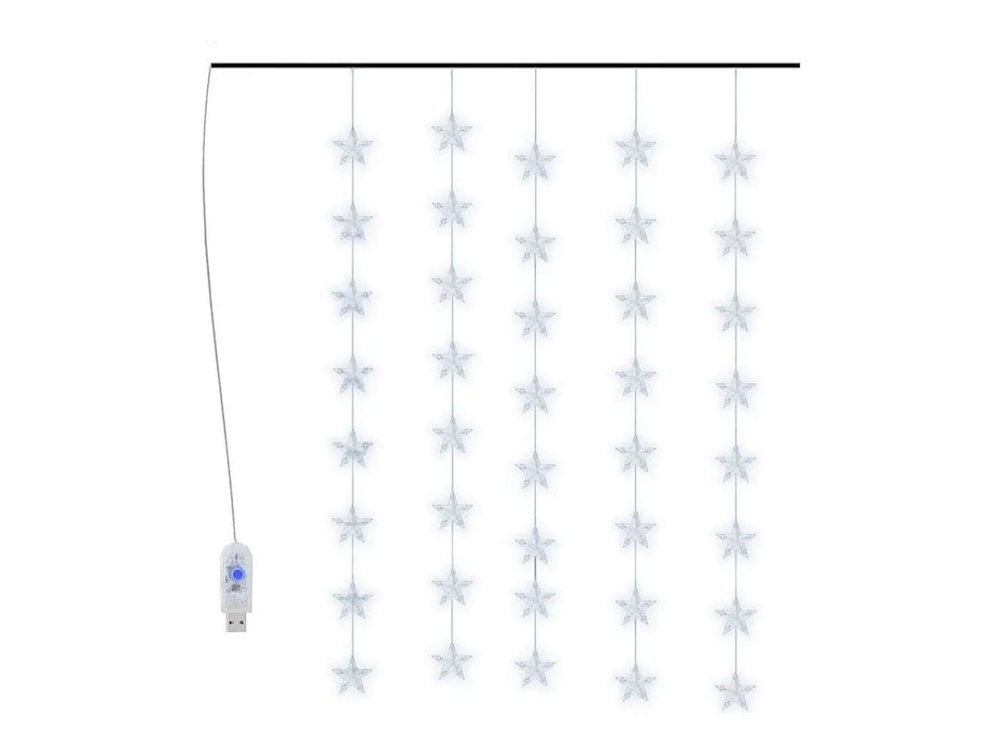 Cortina de luces estrellas 200 LEDs blanco frío 8 funciones