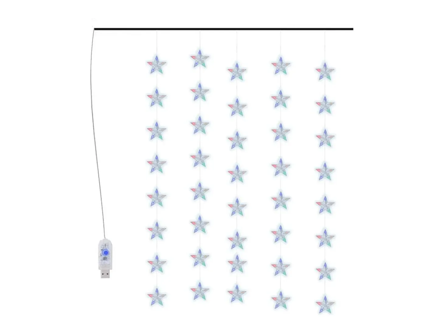 Cortina de luces estrellas 200 LEDs de colores 8 funciones