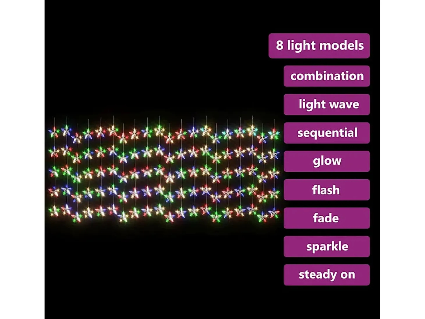 Cortina de luces estrellas 500 LEDs de colores 8 funciones