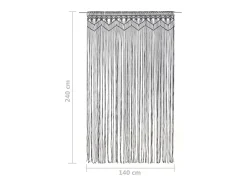 Cortina de macramé algodón gris antracita 140x240 cm ES960401