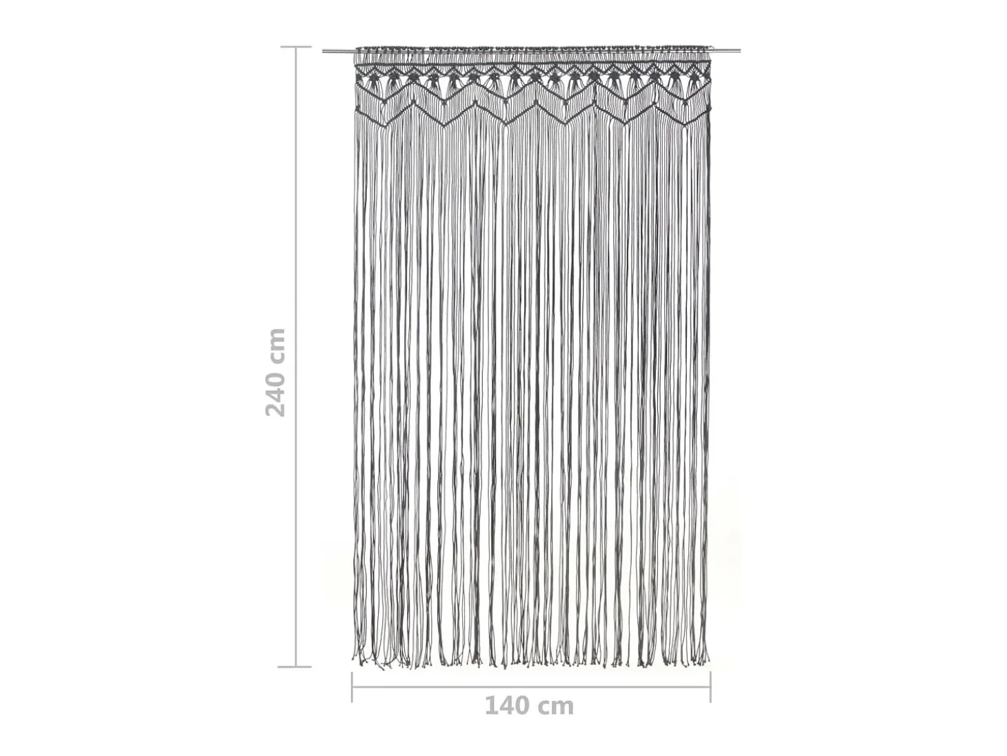 Cortina de macramé algodón gris antracita 140x240 cm ES960401