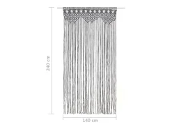 Cortina de macramé algodón gris antracita 140x240 cm ES508146