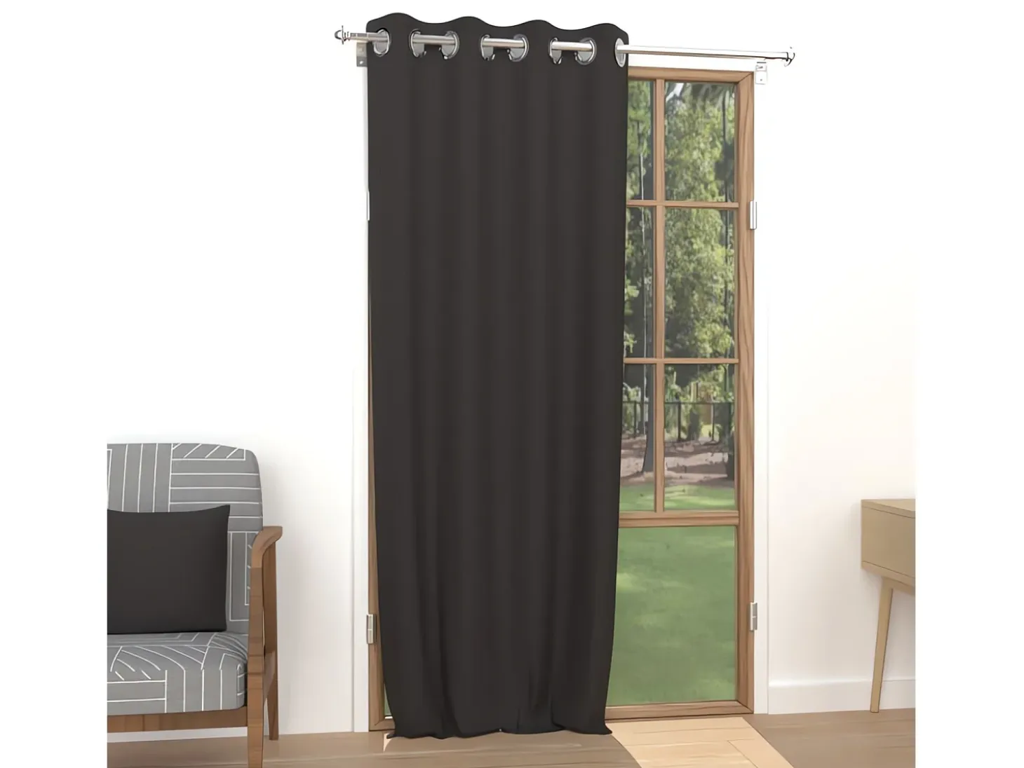 Cortina lisa con ojales antiarrugas 135X250 ALIX negro