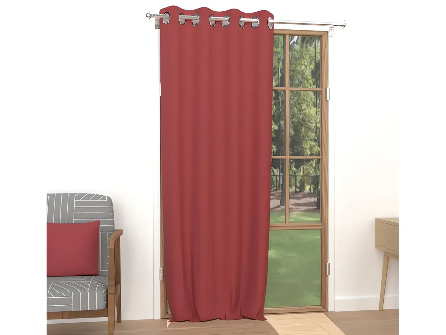 Cortina lisa con ojales antiarrugas 135X250 ALIX rojo