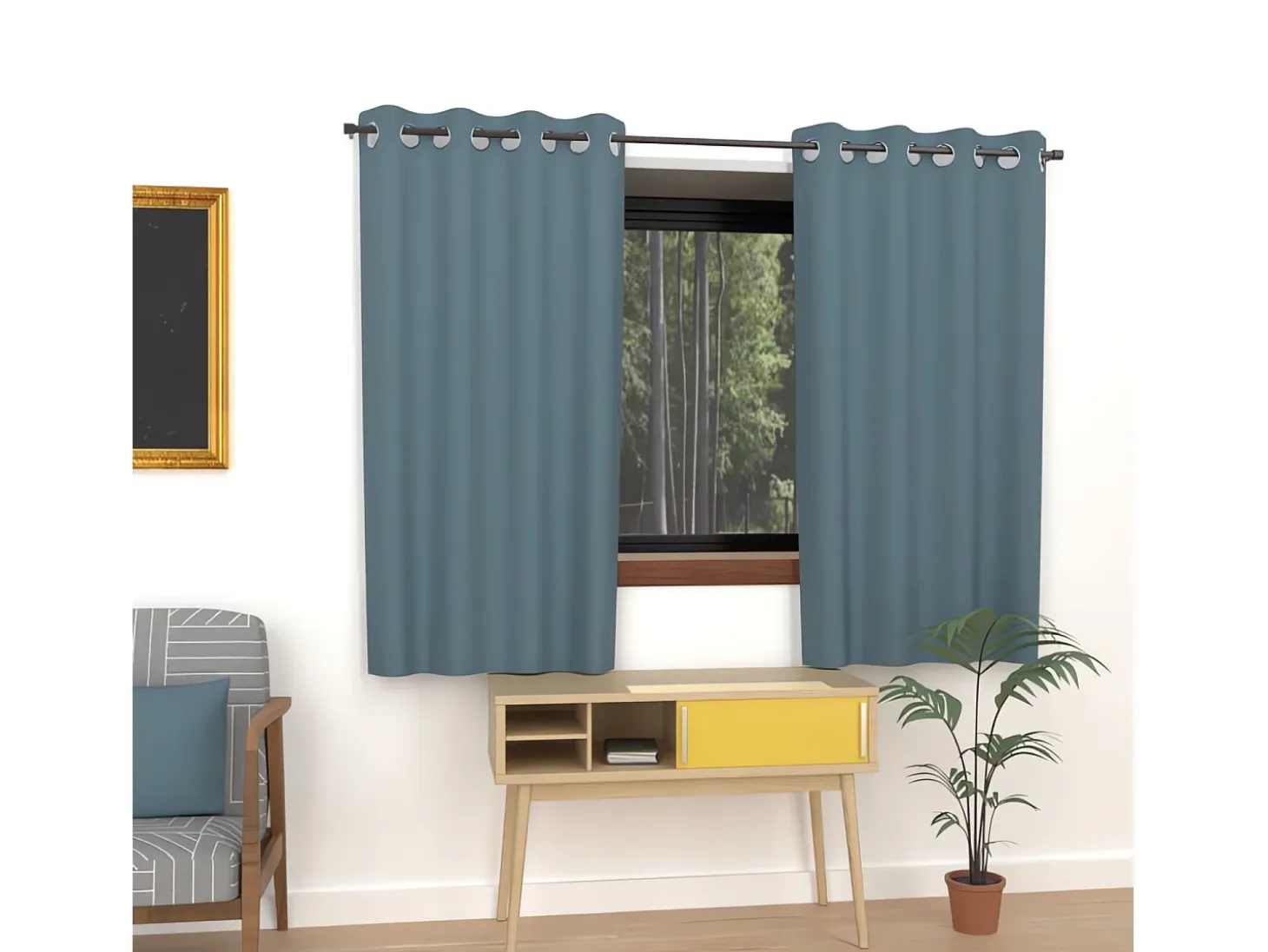 Cortina lisa con ojales antiarrugas 135X180 cm ALIX celadón azul, por Soleil d'ocre