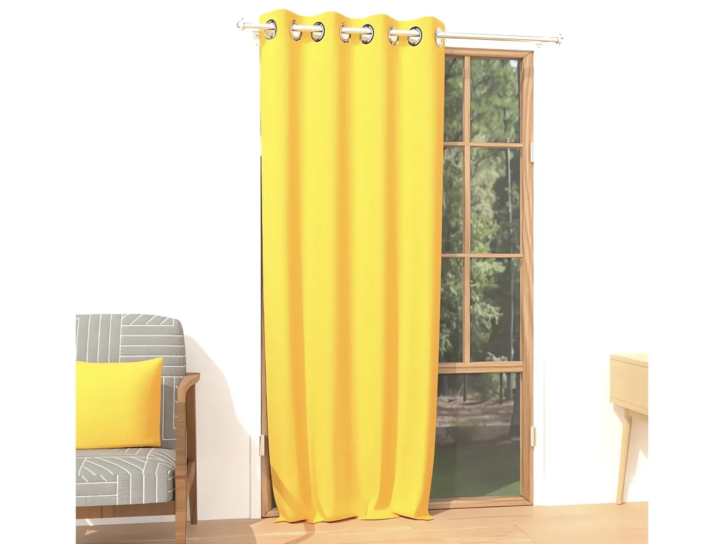 Cortina lisa con ojales antiarrugas 135x250 cm ALIX amarillo radiante, por Soleil d'ocre