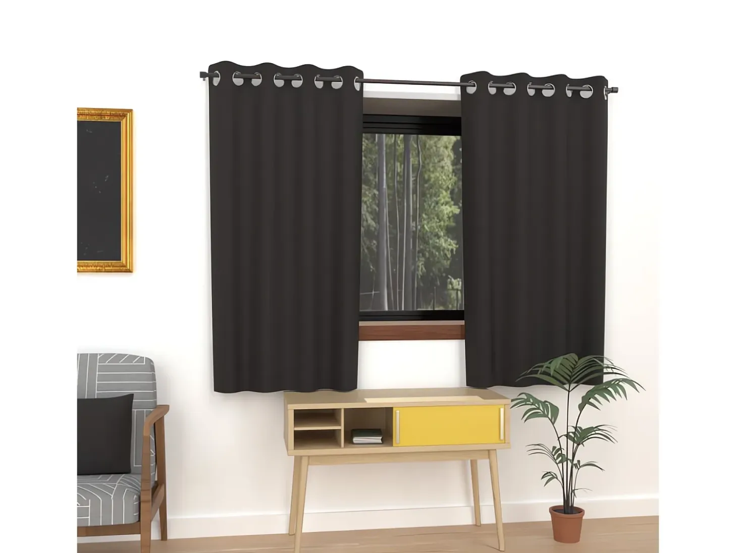 Cortina lisa con ojales antiarrugas 135x180 cm ALIX negro