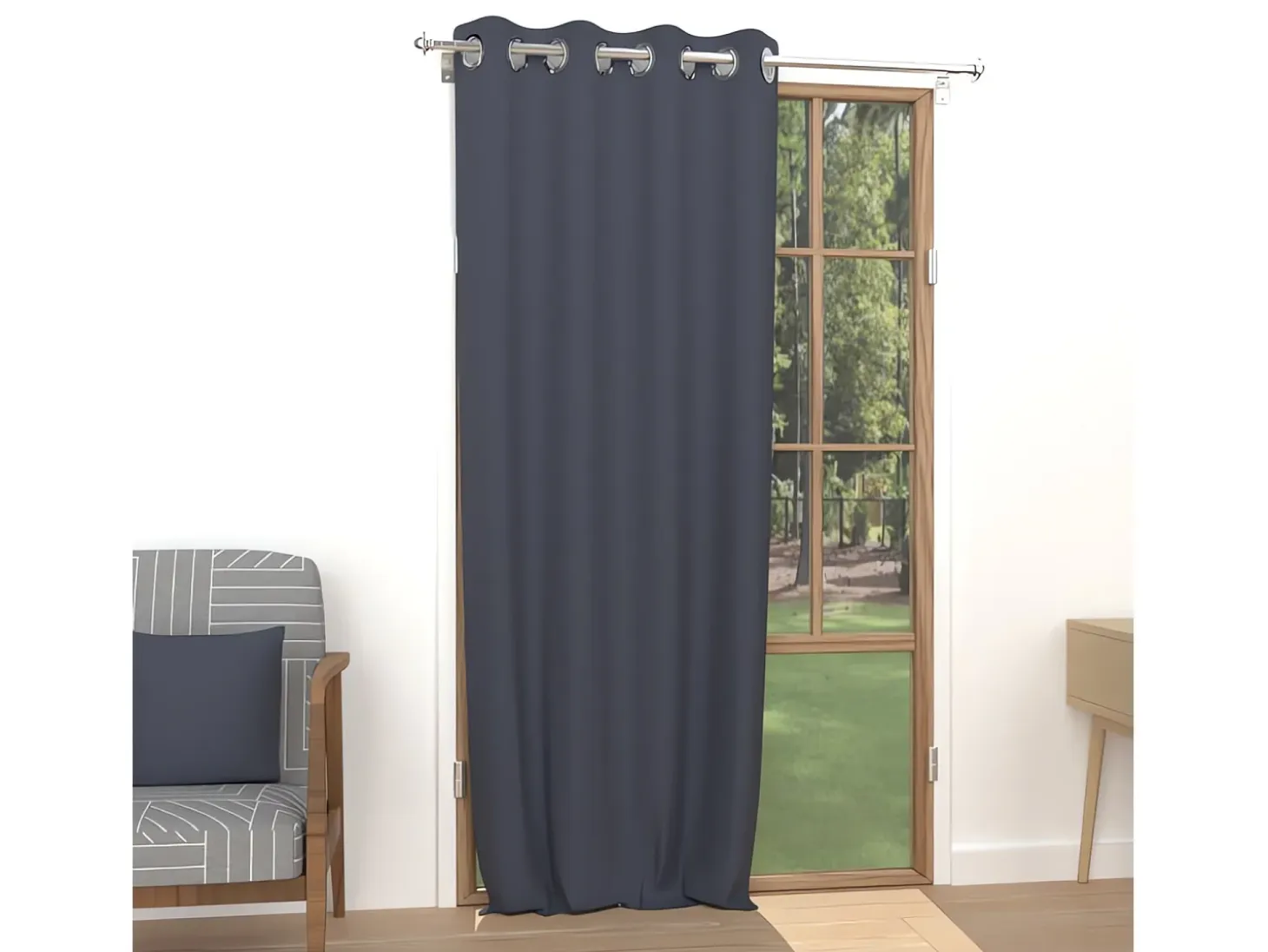 Cortina lisa con ojales antiarrugas 135x250 cm ALIX blue jeans