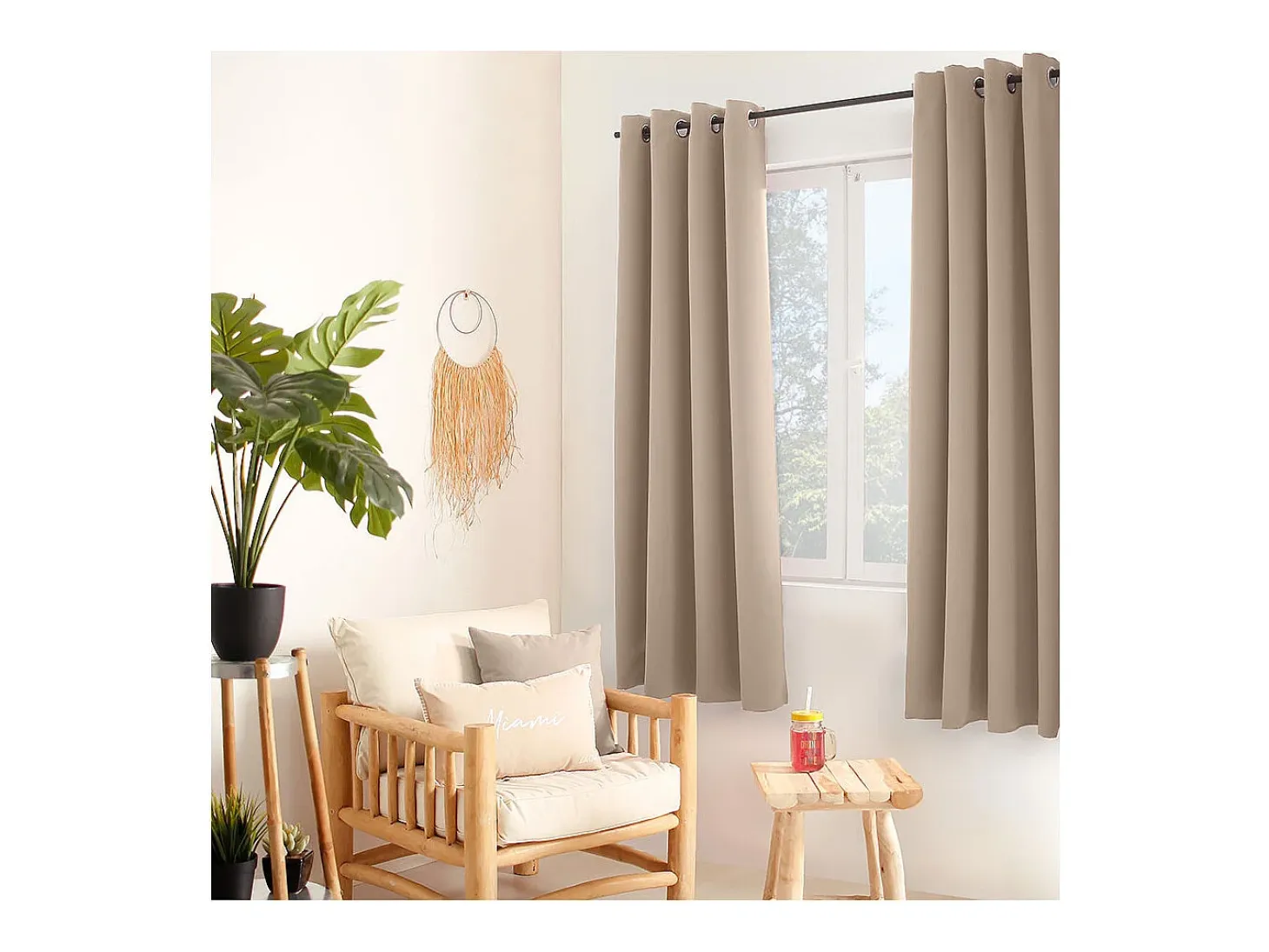 Cortina ocultante unida con 8 ollaos 140 x 180 cm