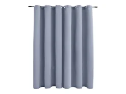 Cortina opaca con anillas de metal gris 290x245 cm ES675171