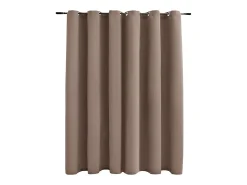 Cortina opaca con anillas de metal gris topo 290x245 cm ES782215