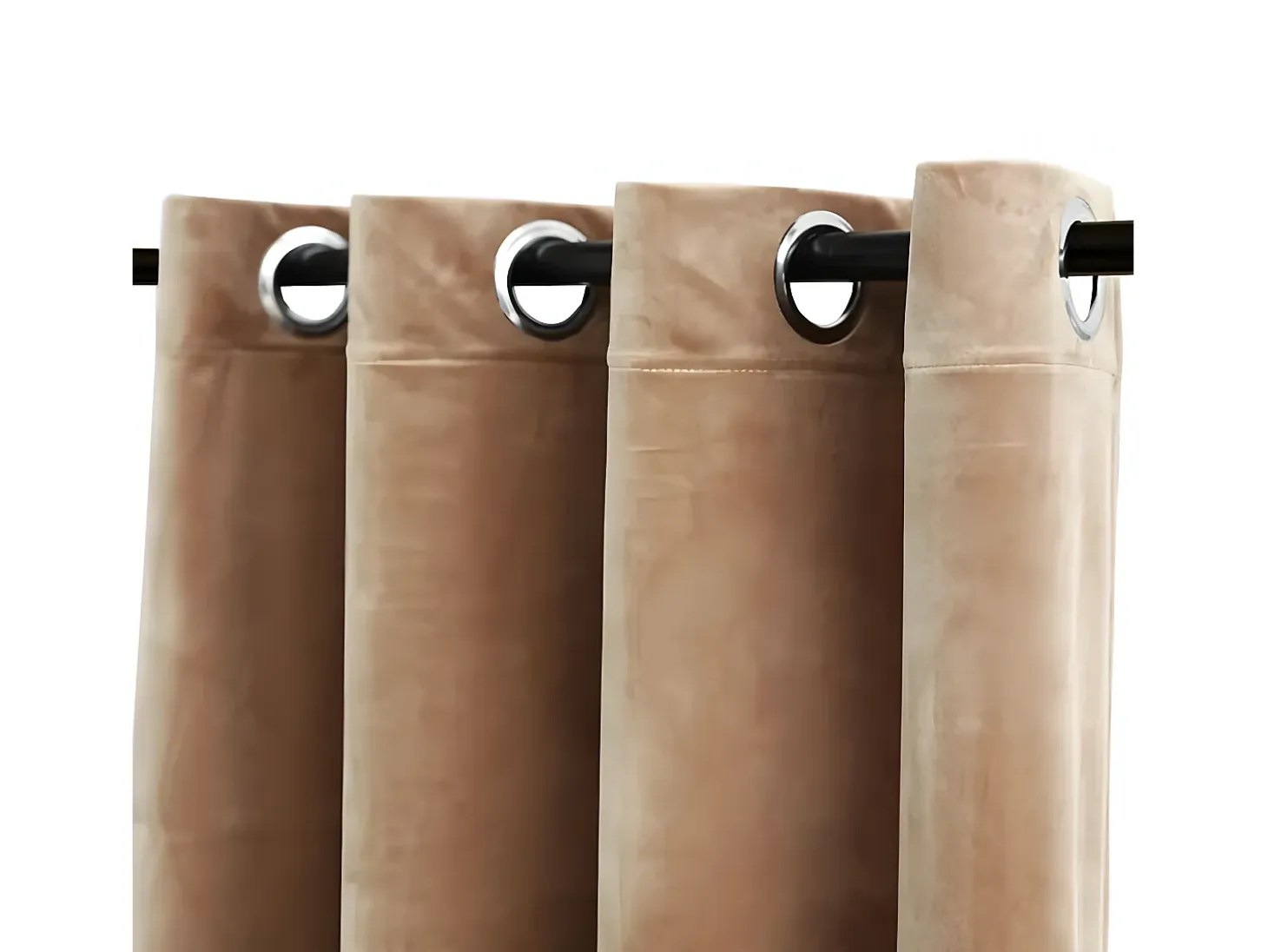 Cortina opaca con anillas de metal terciopelo beige 290x245 cm ES596579