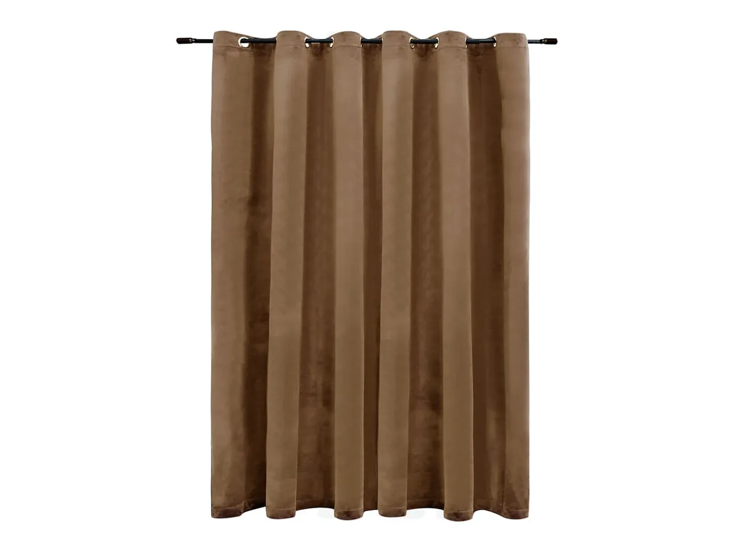 Cortina opaca con anillas de metal terciopelo beige 290x245 cm ES596579