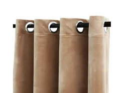 Cortina opaca con anillas de metal terciopelo beige 290x245 cm ES596579