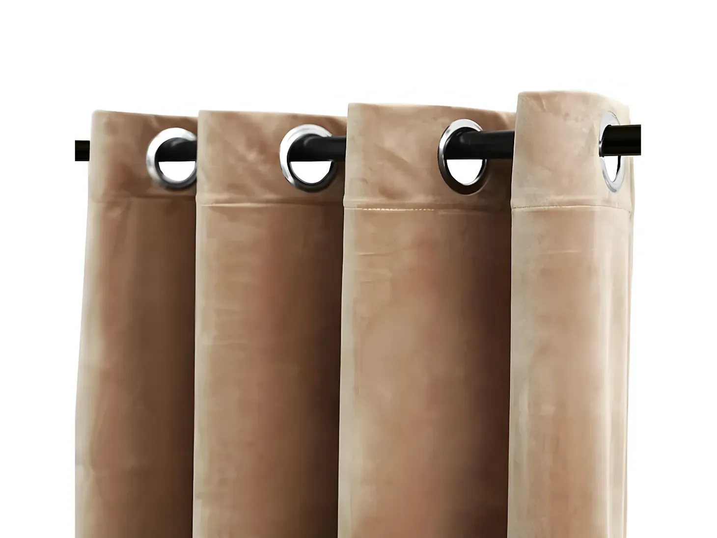 Cortina opaca con anillas de metal terciopelo beige 290x245 cm ES596579