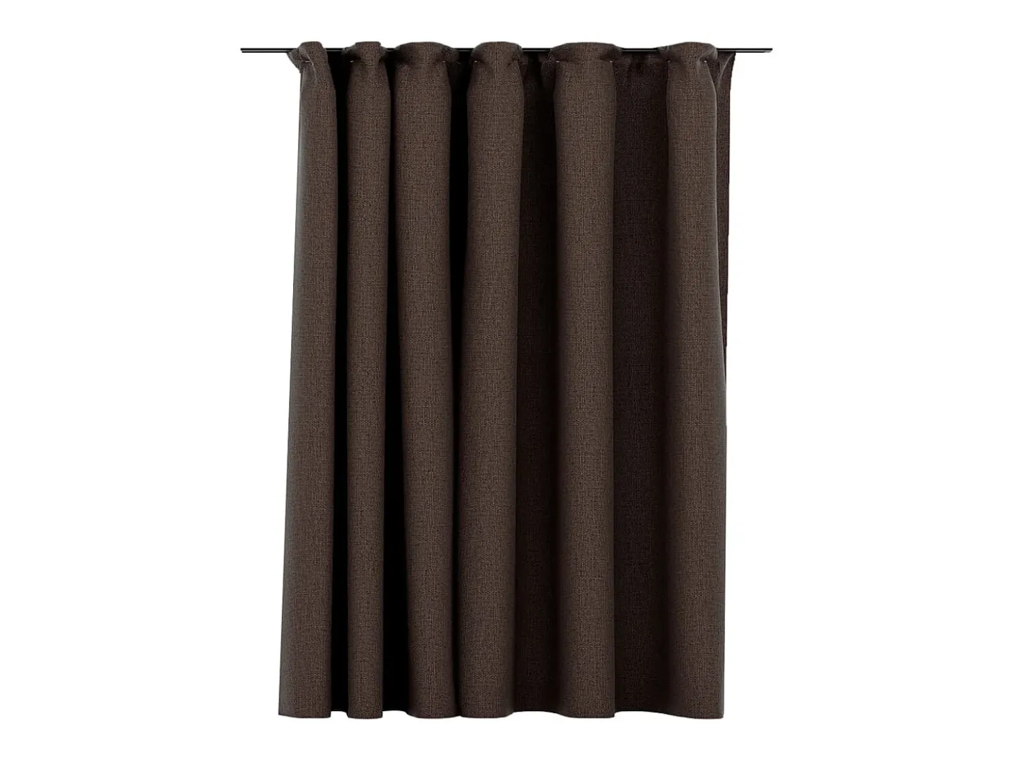 Cortina opaca con ganchos look de lino gris taupe 290x245 cm ES890645