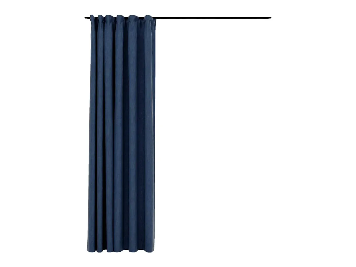 Cortina opaca con ganchos look de lino azul 290x245 cm ES482509