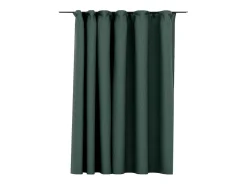Cortina opaca con ganchos look de lino verde 290x245 cm ES353767