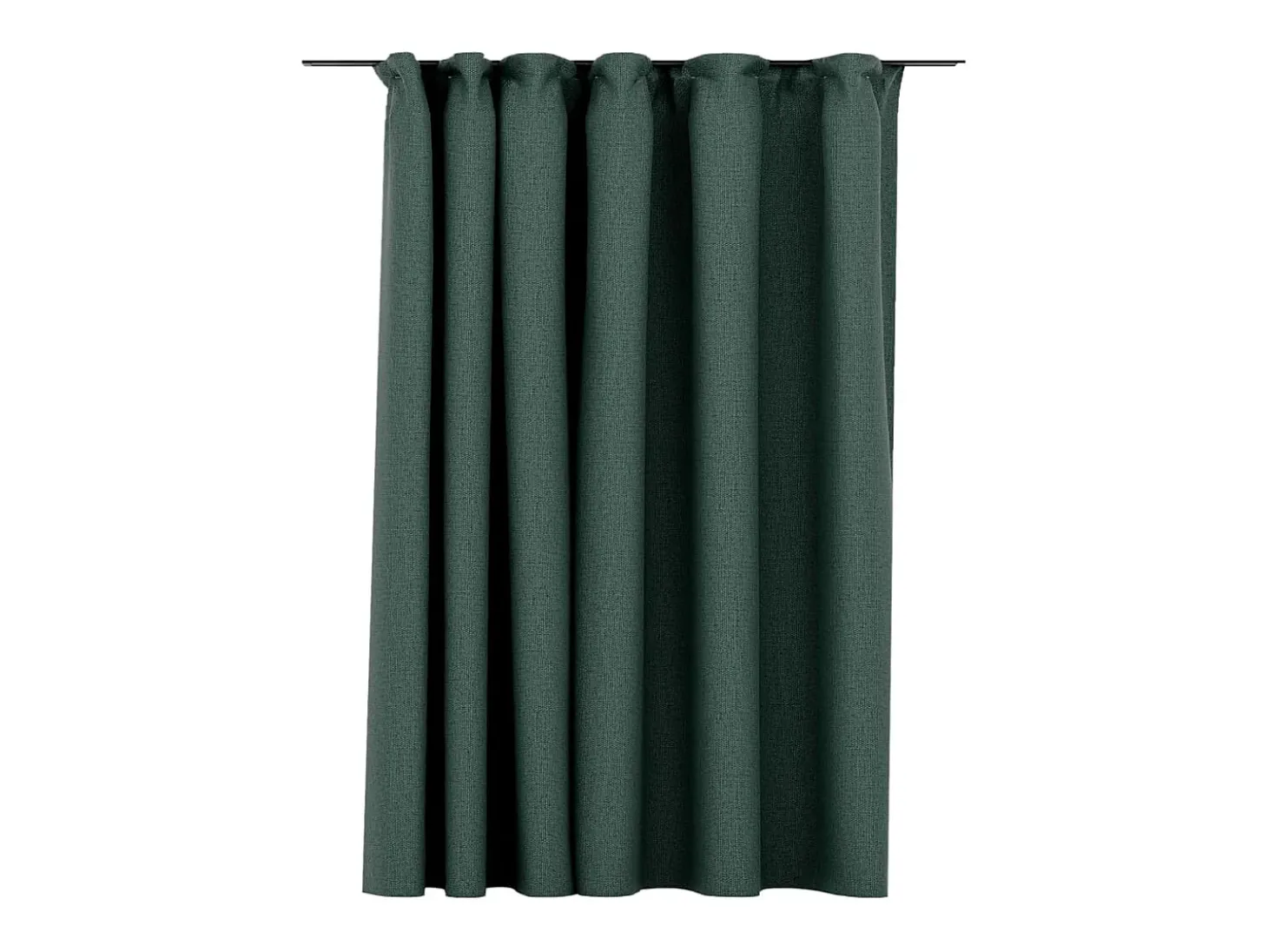 Cortina opaca con ganchos look de lino verde 290x245 cm ES353767