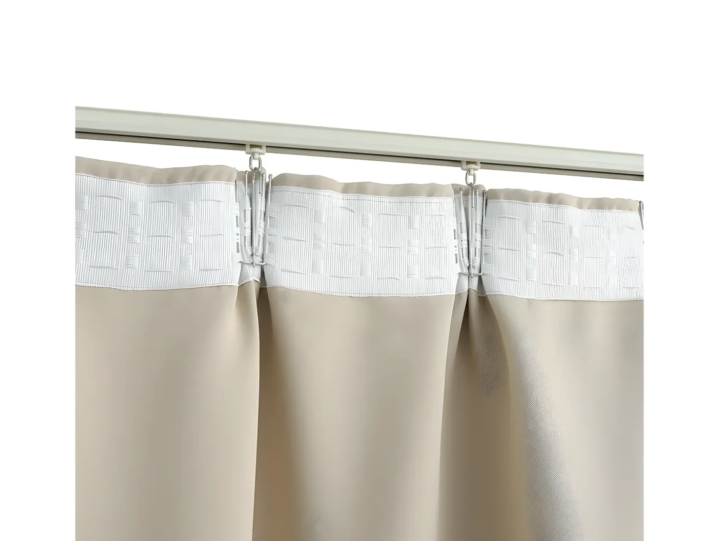 Cortina opaca con ganchos beige 290x245 cm ES695264