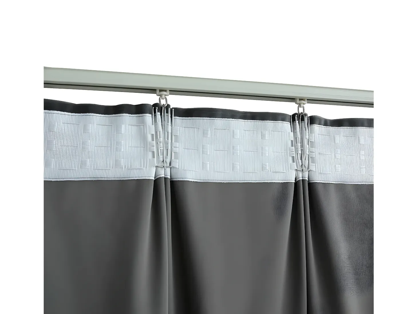 Cortina opaca con ganchos terciopelo gris antracita 290x245 cm ES717673