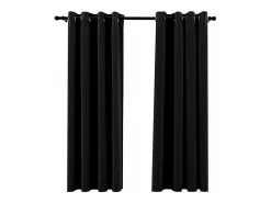 Cortina opaca con ojales look lino 2 pzas antracita 140x175 cm ES548421