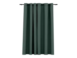 Cortina opaca con ojales look de lino verde 290x245 cm ES511098