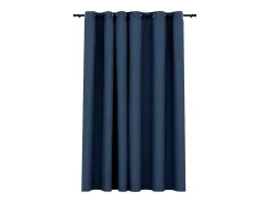 Cortina opaca con ojales look de lino azul 290x245 cm ES964938