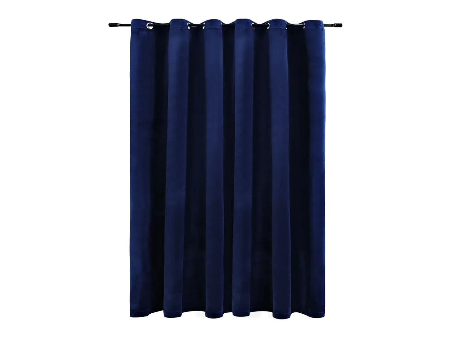 Cortina opaca y anillas metal terciopelo azul oscuro 290x245 cm ES193420