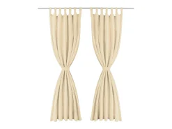 Cortinas de micro-raso con bucles 2 unidades 140x225 cm beis ES116038