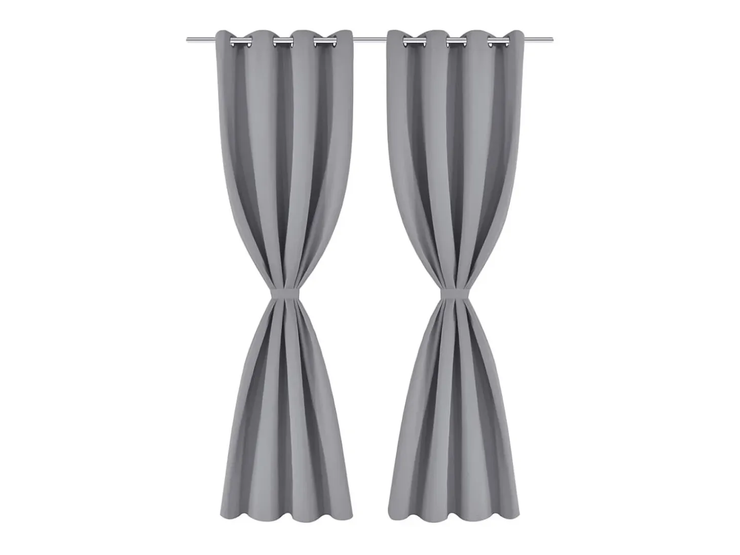 Cortinas opacas 2 piezas con ojales de metal 135x175 cm gris ES695410