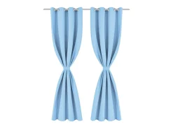 Cortinas opacas 2 piezas con ojales de metal 135x175cm turquesa ES105184