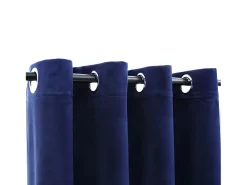 Cortinas opacas anillas 2 pzas terciopelo azul oscuro 140x245cm ES573792
