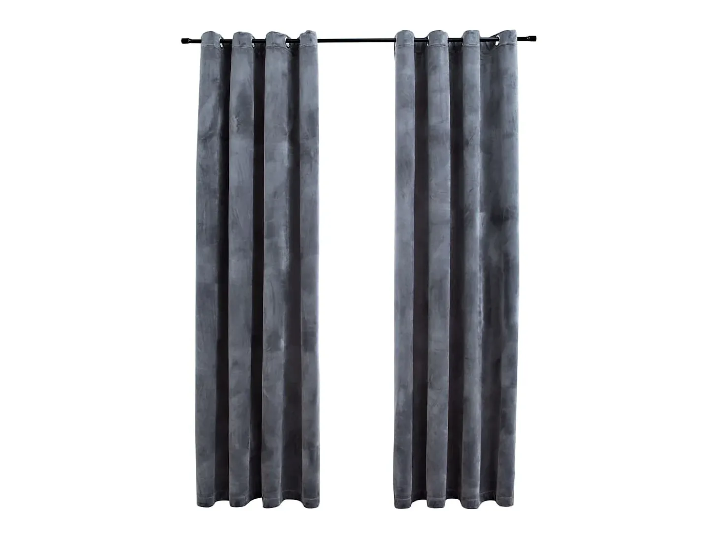 Cortinas opacas anillas 2 uds terciopelo antracita 140x225 cm ES781716