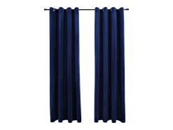 Cortinas opacas anillas 2 pzas terciopelo azul oscuro 140x225cm ES401023