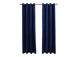 Cortinas opacas anillas 2 pzas terciopelo azul oscuro 140x175cm ES688666