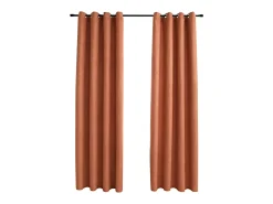Cortinas opacas anillas de metal 2 pzas color óxido 140x175 cm ES270738