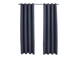 Cortinas opacas con anillas de metal 2 uds antracita 140x175 cm ES908408