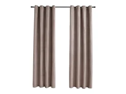 Cortinas opacas con anillas de metal 2 piezas gris topo 140x225 cm ES160342