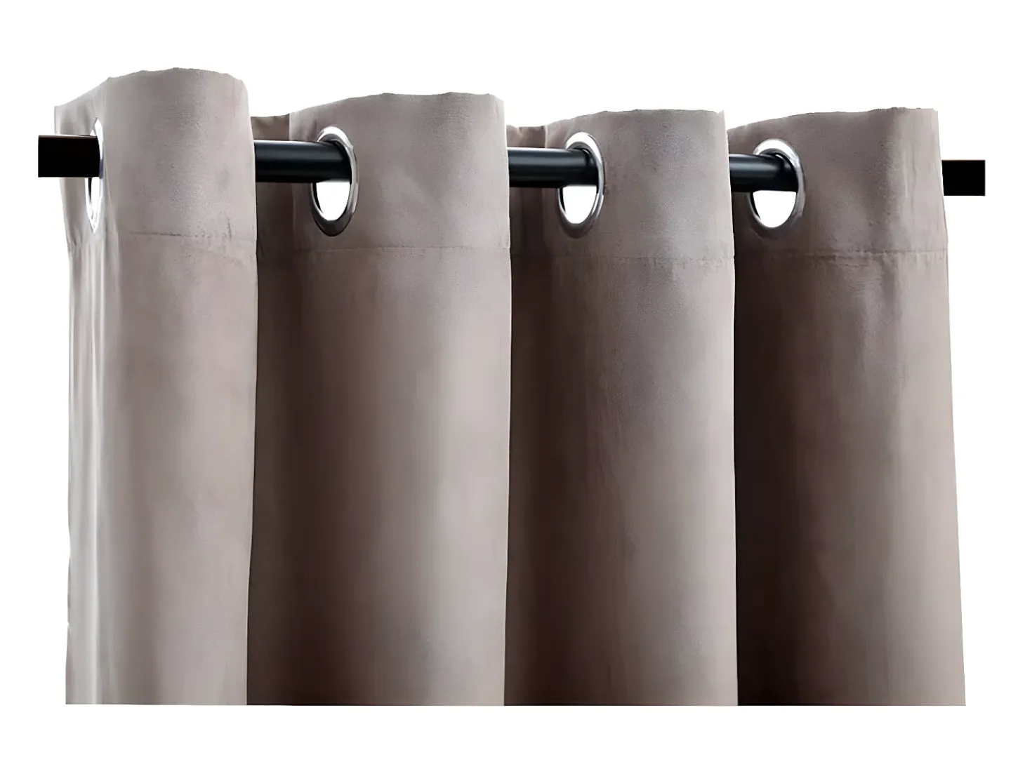 Cortinas opacas con anillas de metal 2 piezas gris topo 140x225 cm ES160342