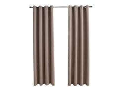 Cortinas opacas con anillas de metal 2 pzs gris topo 140x225 cm ES795955
