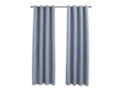 Cortinas opacas con anillas de metal 2 piezas gris 140x245 cm ES440229