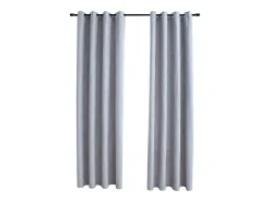 Cortinas opacas con anillas de metal 2 pzs gris 140x175 cm ES160012