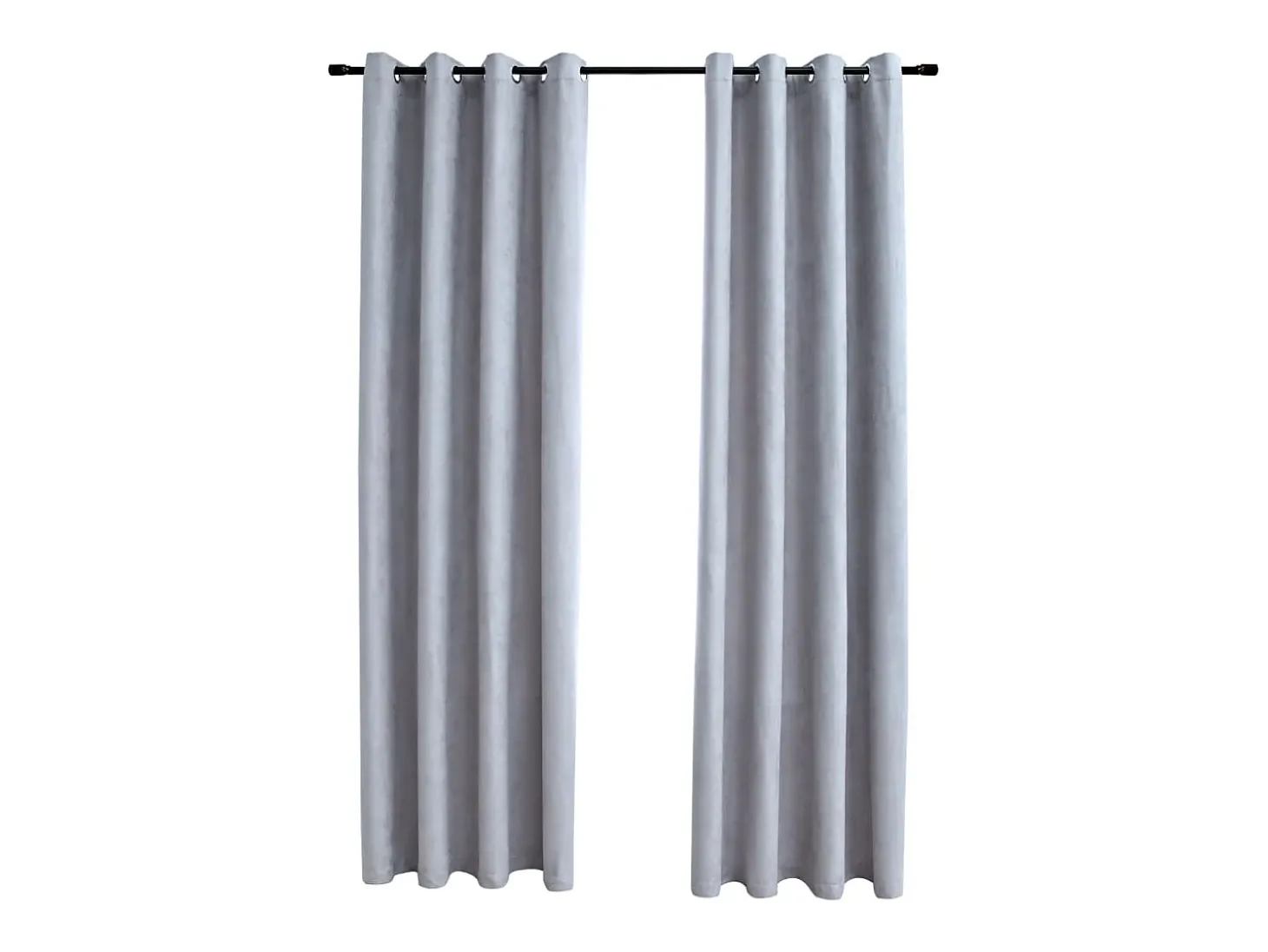 Cortinas opacas con anillas de metal 2 pzs gris 140x175 cm ES160012