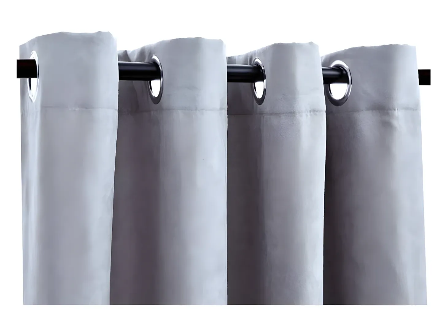 Cortinas opacas con anillas de metal 2 pzs gris 140x175 cm ES160012