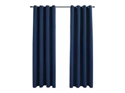 Cortinas opacas con anillas de metal 2 uds azul 140x175 cm ES444798