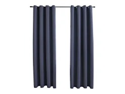 Cortinas opacas con anillas de metal 2 pzs antracita 140x245 cm ES864503