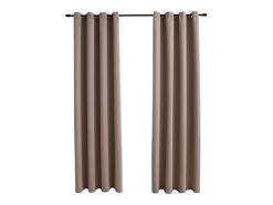 Cortinas opacas con anillas de metal 2 pzs gris topo 140x175 cm ES990182