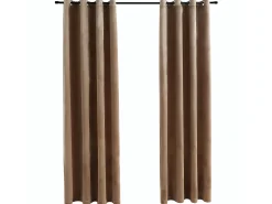 Cortinas opacas con anillas 2 pzas terciopelo beige 140x245 cm ES639829